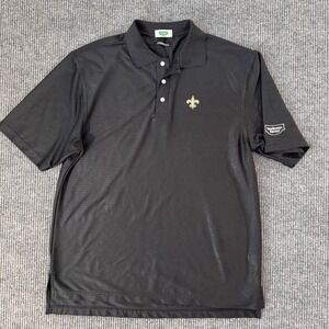Sanderson Farms New Orleans Saints‎ Mens L Polo Shirt Performance Black Who Dat